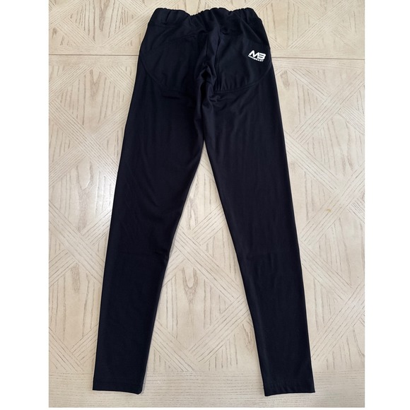 MINIBEAST Black Leggings V Waist Ruched Butt Pockets Workout Fitness Womens M - Picture 4 of 8